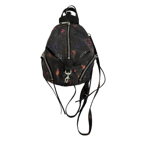 Rebecca Minkoff Small Floral Julian Backpack in Black Nylon Leather Travel - Picture 1 of 13